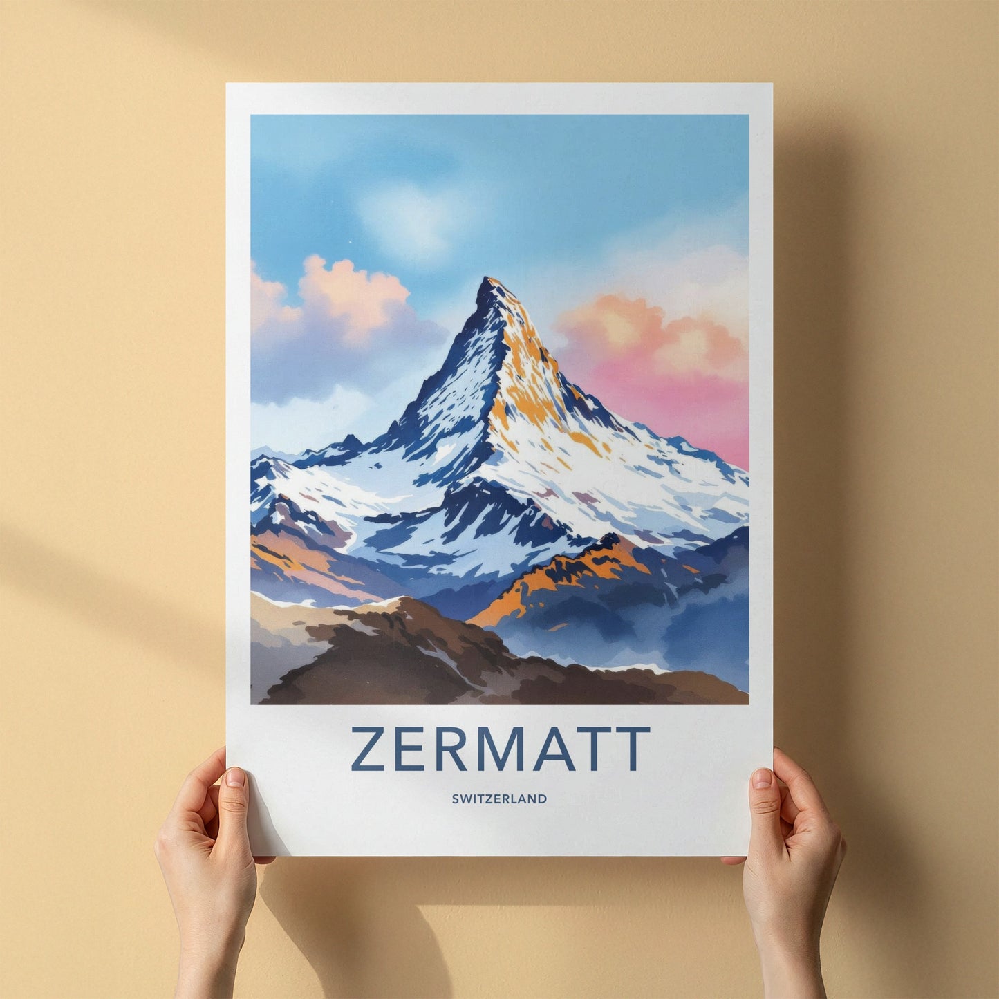 Zermatt Poster - Switzerland Wall Art - Orange Touched Summit Home Decor