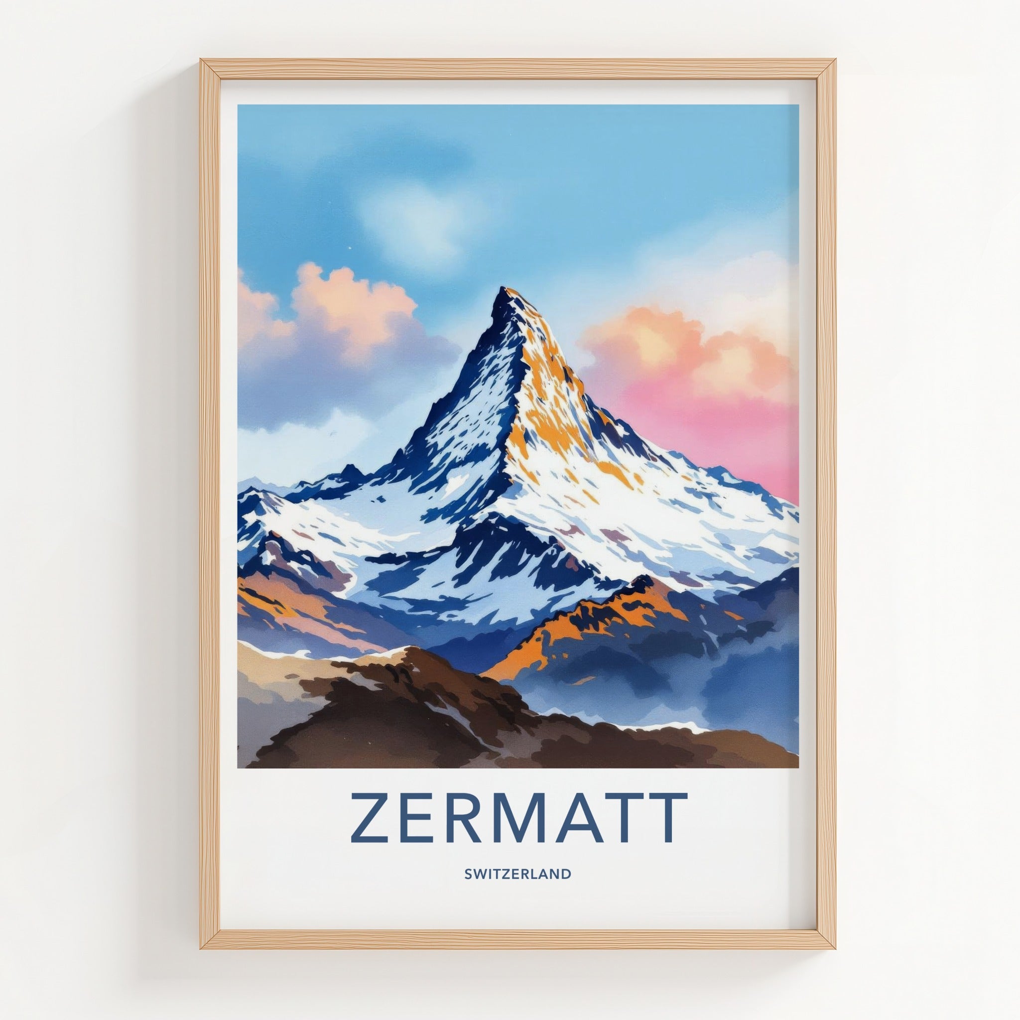 Zermatt Poster - Switzerland Wall Art - Orange Touched Summit Home Decor