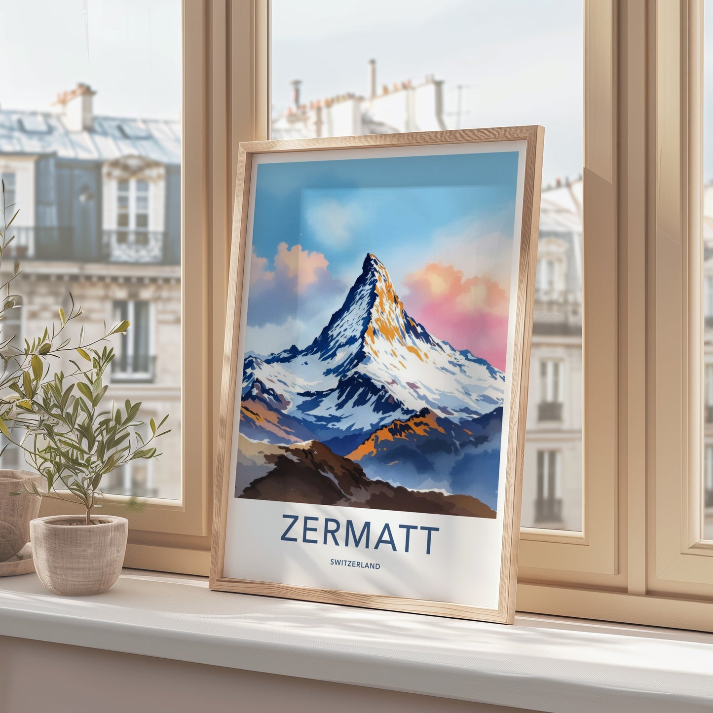 Zermatt Poster - Switzerland Wall Art - Orange Touched Summit Home Decor
