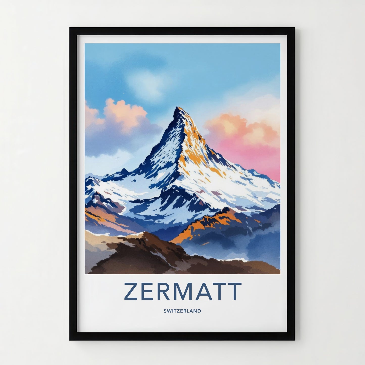 Zermatt Poster - Switzerland Wall Art - Orange Touched Summit Home Decor