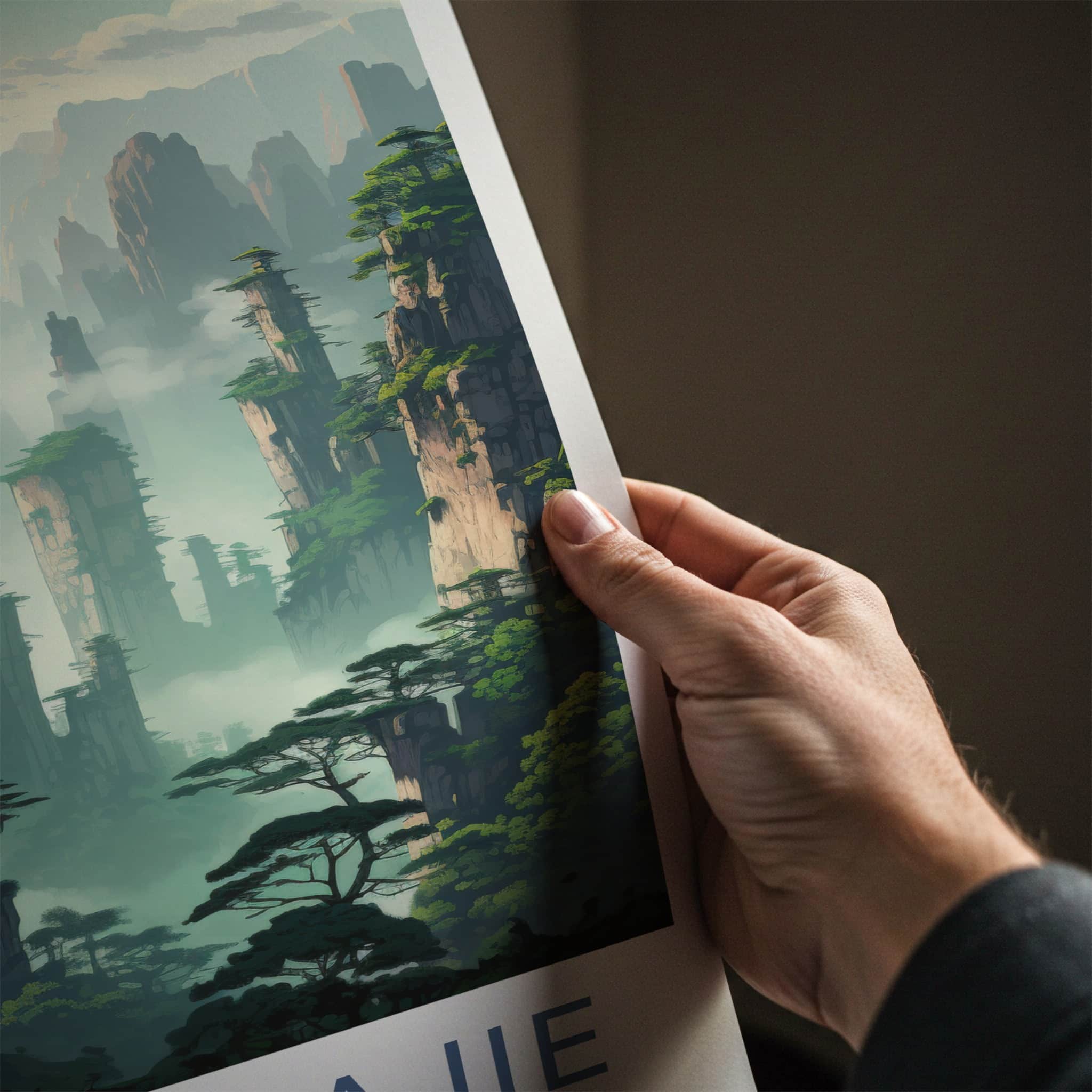 Zhangjiajie National Park Poster - China Wall Art - Misty Mountain Peaks Home Decor