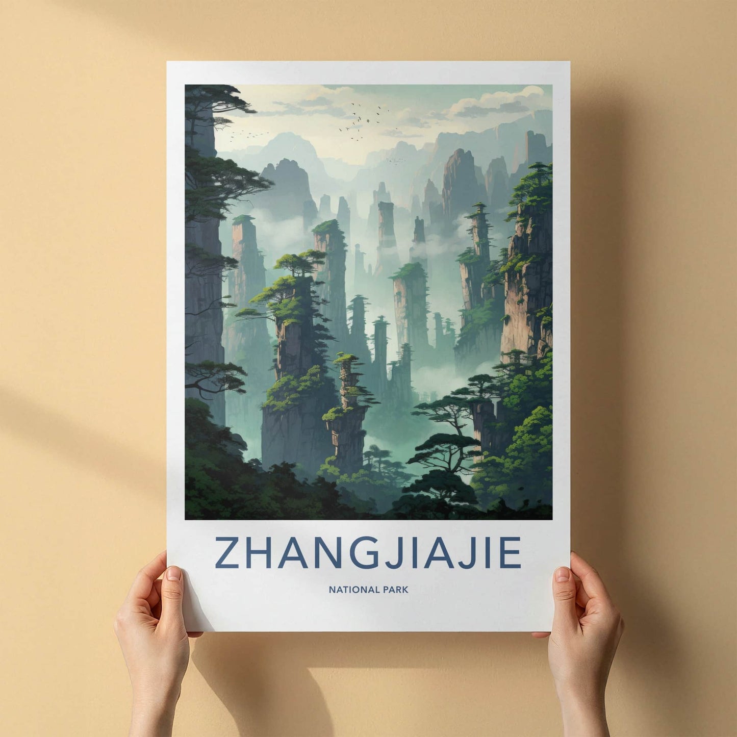 Zhangjiajie National Park Poster - China Wall Art - Misty Mountain Peaks Home Decor