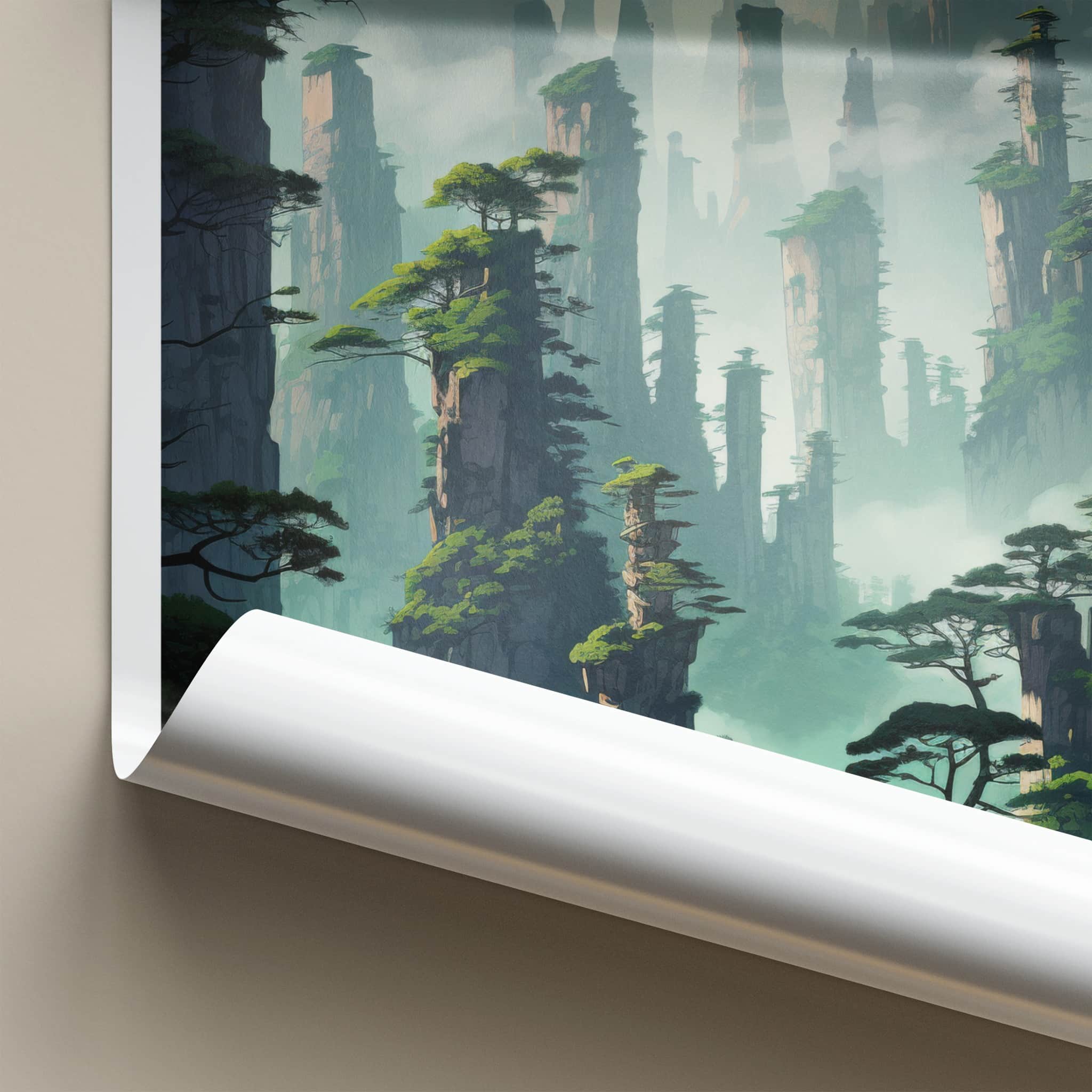 Zhangjiajie National Park Poster - China Wall Art - Misty Mountain Peaks Home Decor