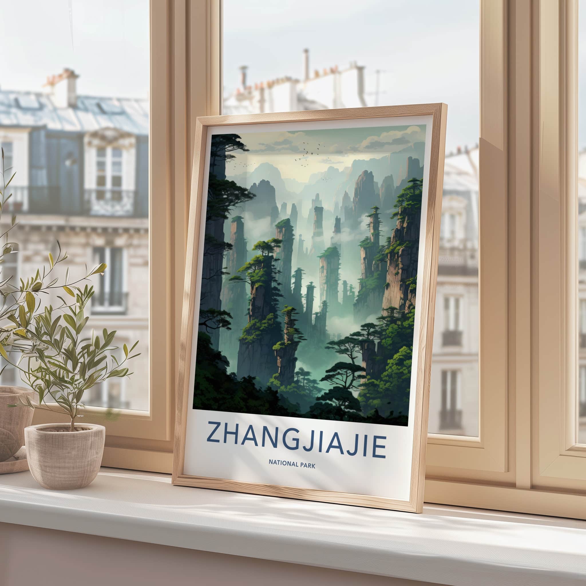Zhangjiajie National Park Poster - China Wall Art - Misty Mountain Peaks Home Decor