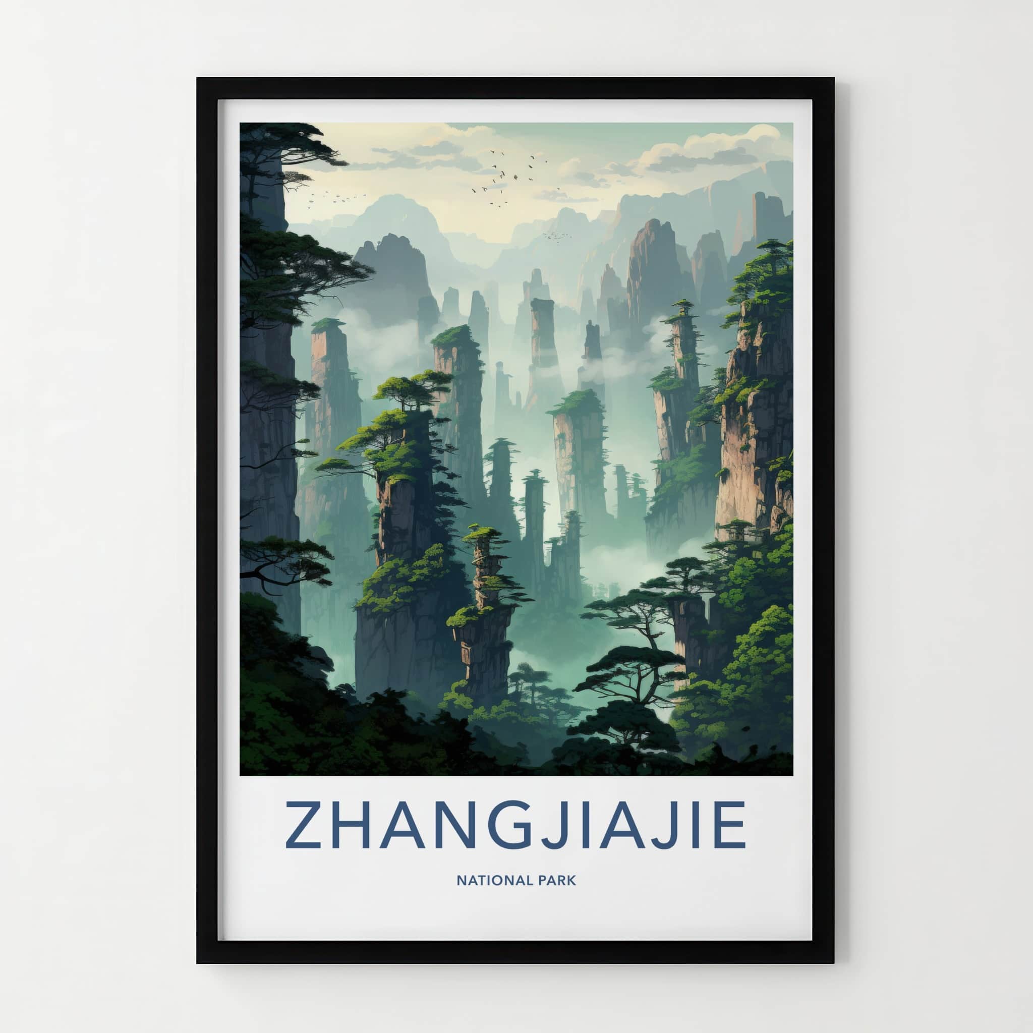 Zhangjiajie National Park Poster - China Wall Art - Misty Mountain Peaks Home Decor