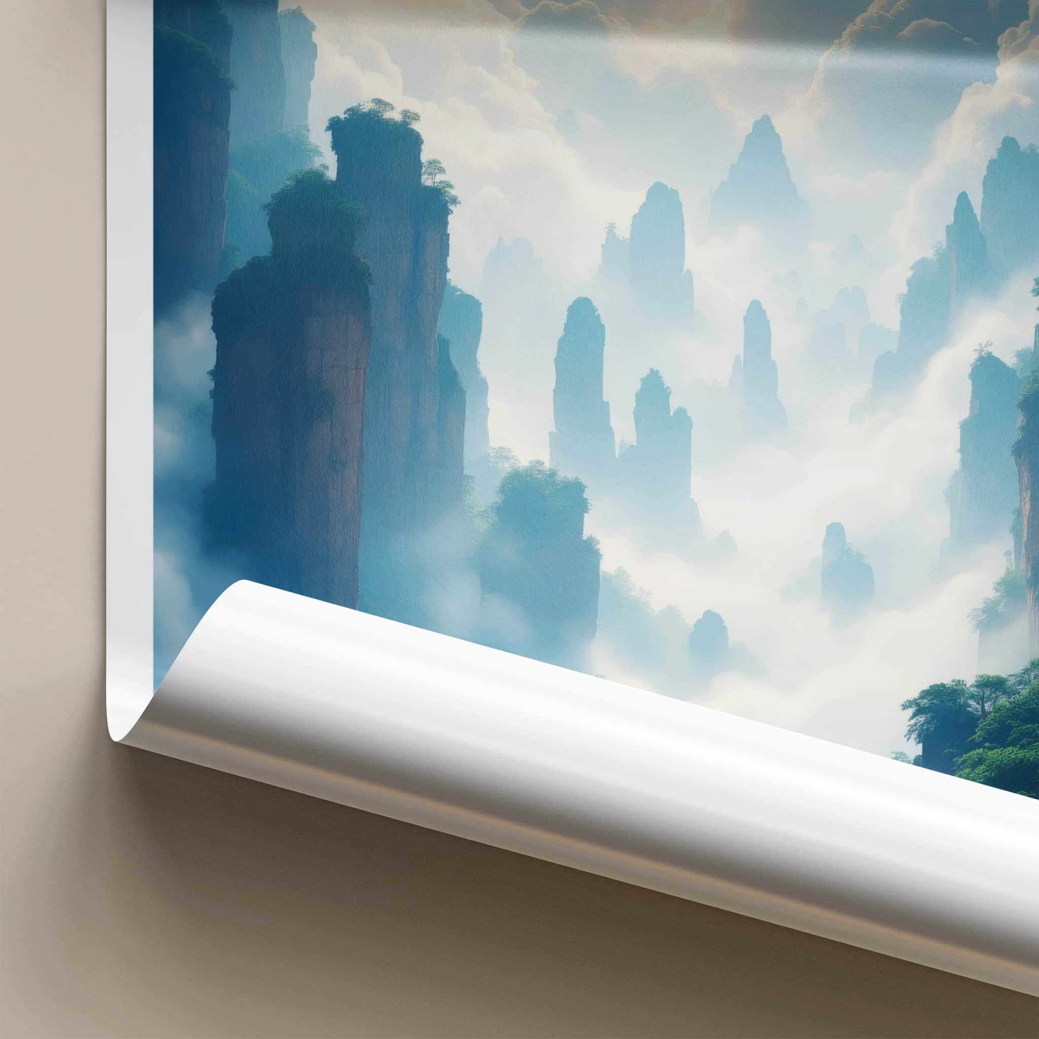 ZHANGJIAJIE Poster - China Wall Art - Misty Mountain Peaks Home Decor