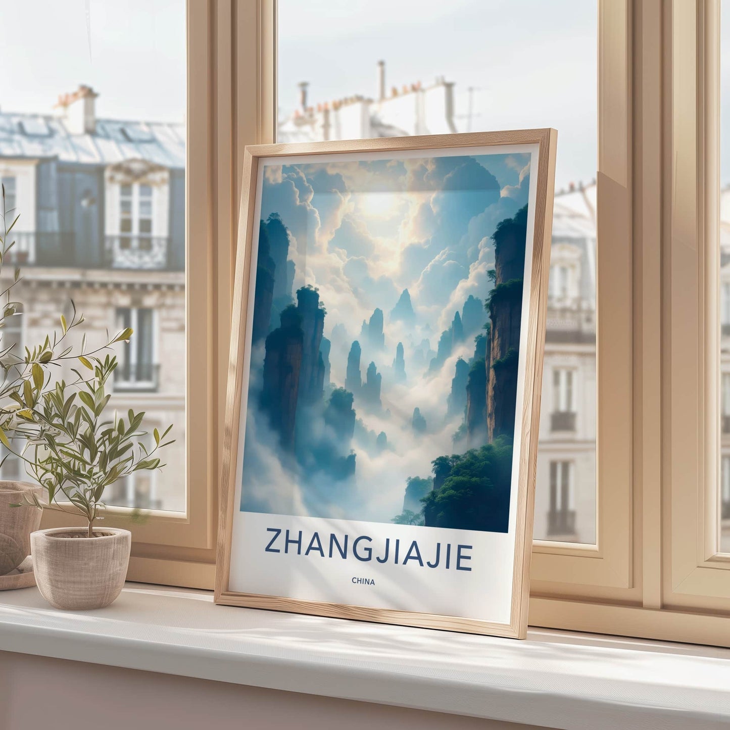 ZHANGJIAJIE Poster - China Wall Art - Misty Mountain Peaks Home Decor