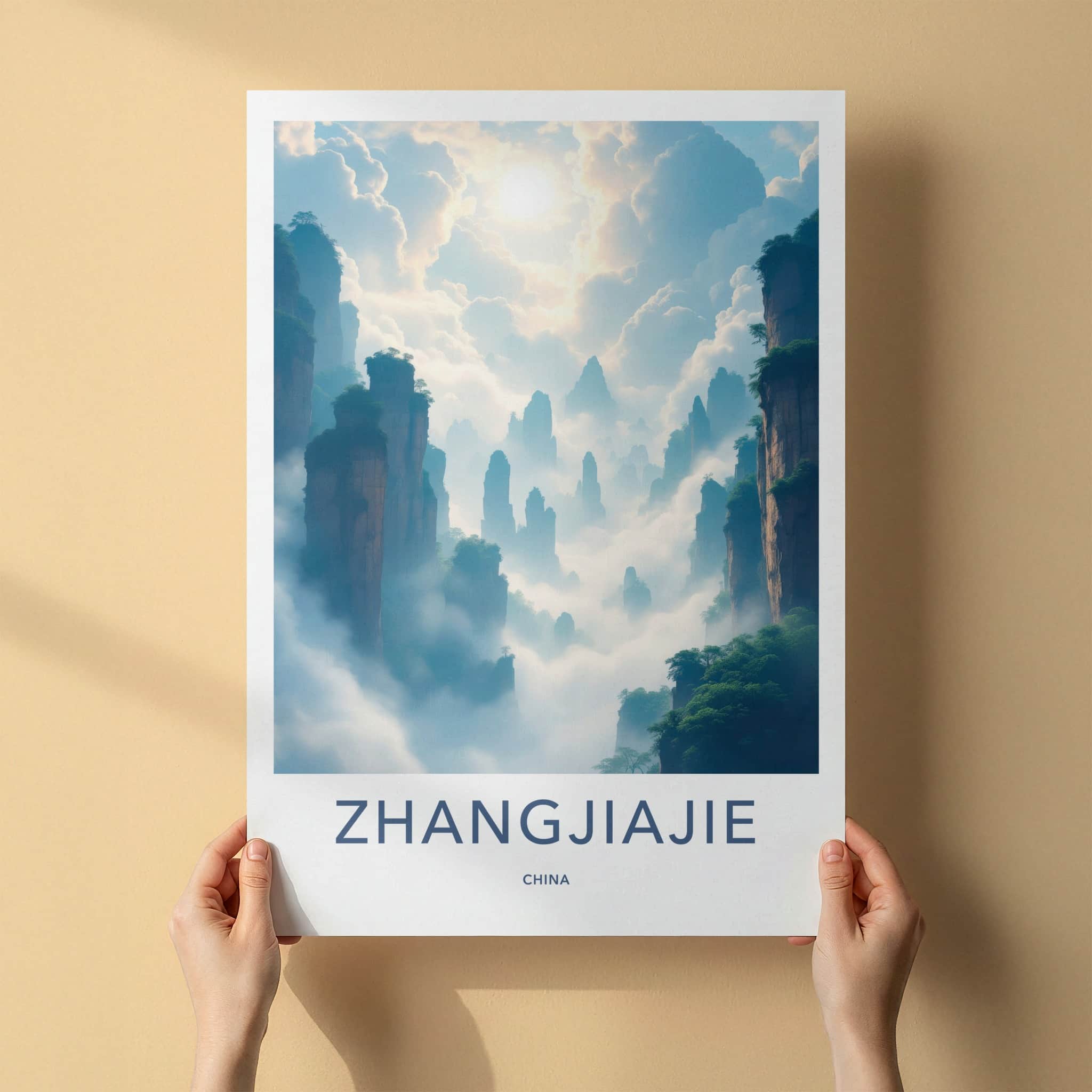 ZHANGJIAJIE Poster - China Wall Art - Misty Mountain Peaks Home Decor