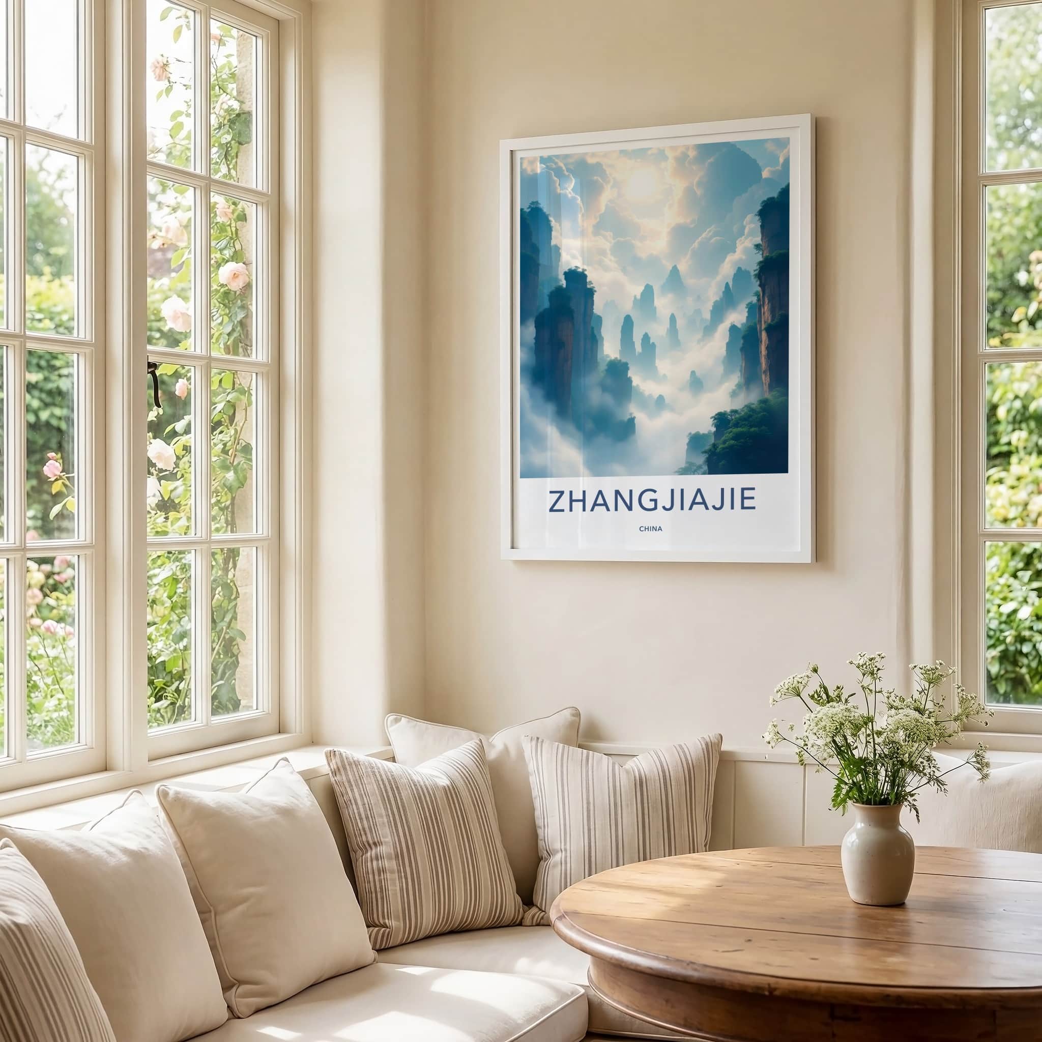 ZHANGJIAJIE Poster - China Wall Art - Misty Mountain Peaks Home Decor