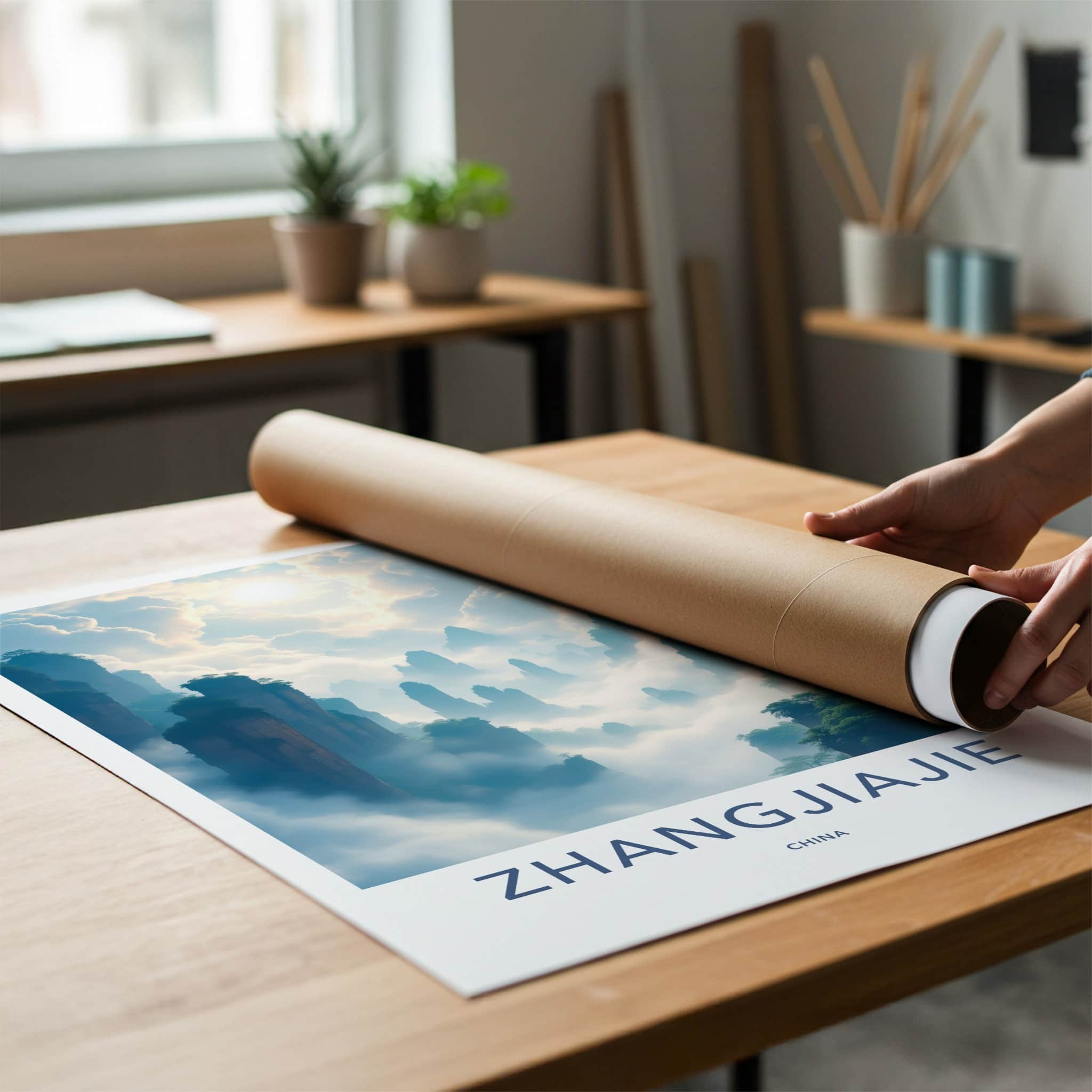 ZHANGJIAJIE Poster - China Wall Art - Misty Mountain Peaks Home Decor