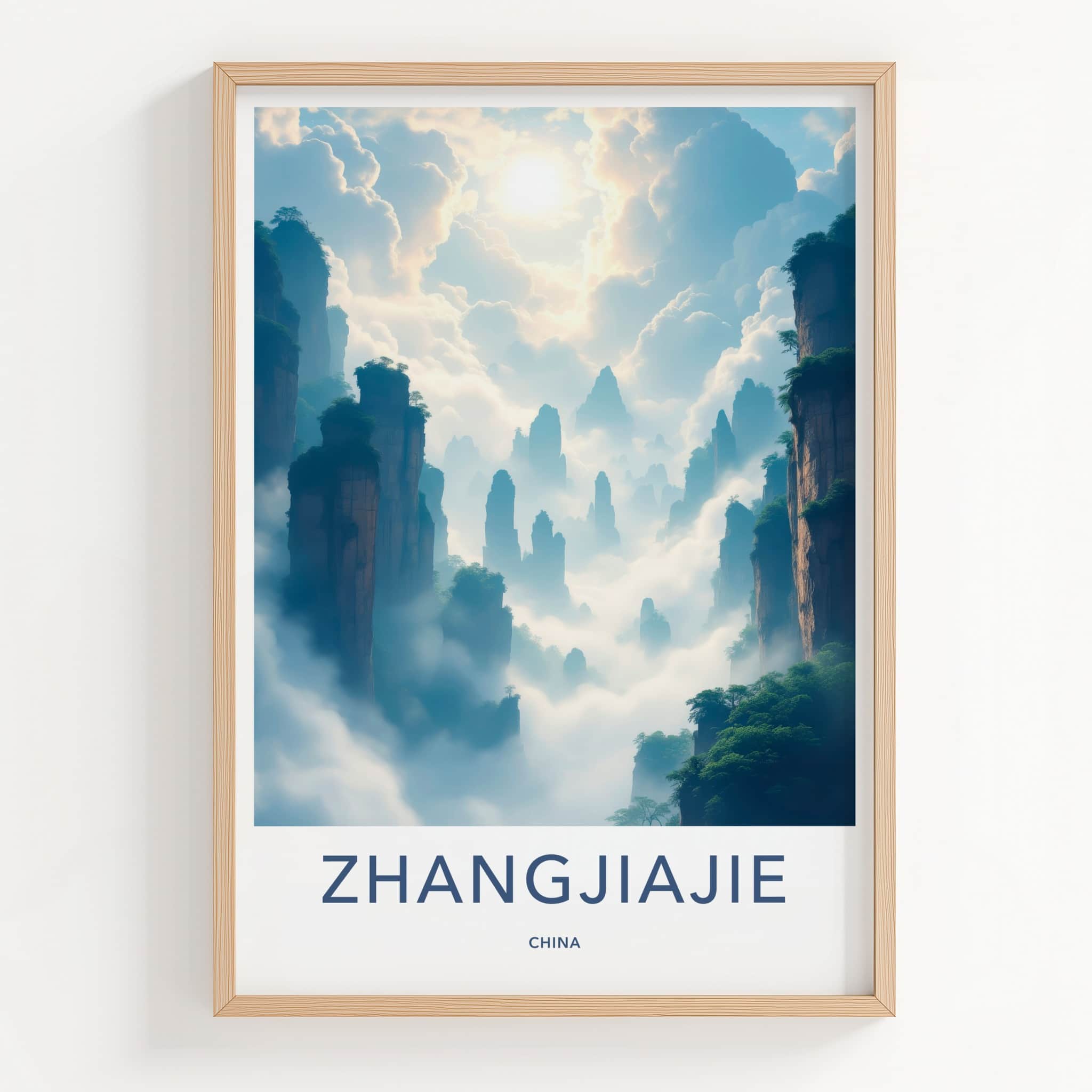 ZHANGJIAJIE Poster - China Wall Art - Misty Mountain Peaks Home Decor