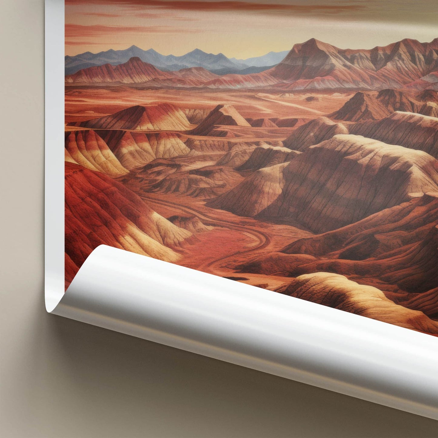 ZHANGYE DANXIA Poster - China Travel Art - Colorful Layered Mountains Home Decor