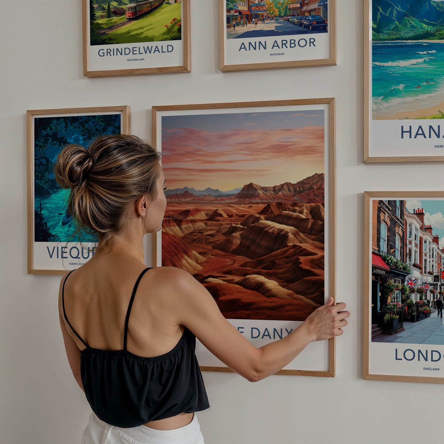 ZHANGYE DANXIA Poster - China Travel Art - Colorful Layered Mountains Home Decor