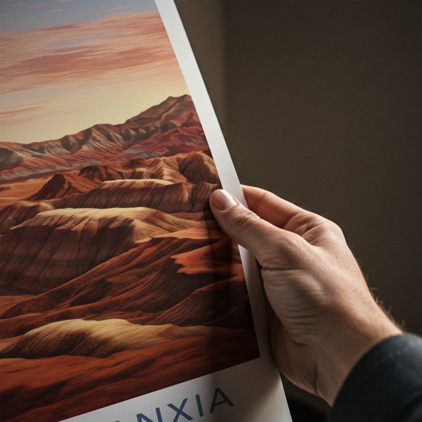 ZHANGYE DANXIA Poster - China Travel Art - Colorful Layered Mountains Home Decor