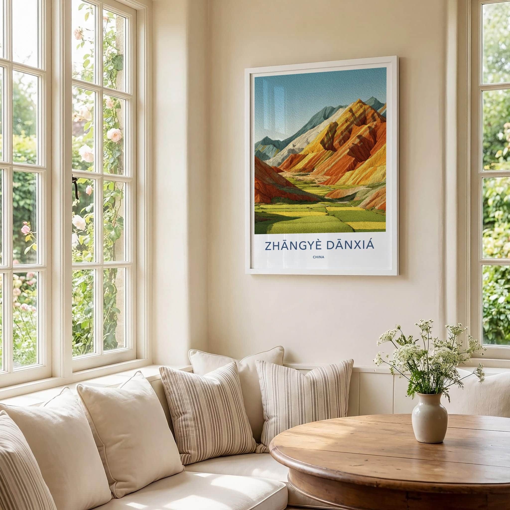 Zhangye Danxia Poster - China Travel Art - Colorful Layered Mountains Home Decor