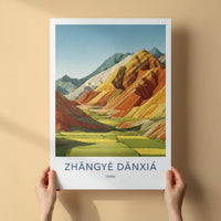 Zhangye Danxia Poster - China Travel Art - Colorful Layered Mountains Home Decor