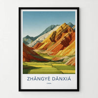 Zhangye Danxia Poster - China Travel Art - Colorful Layered Mountains Home Decor