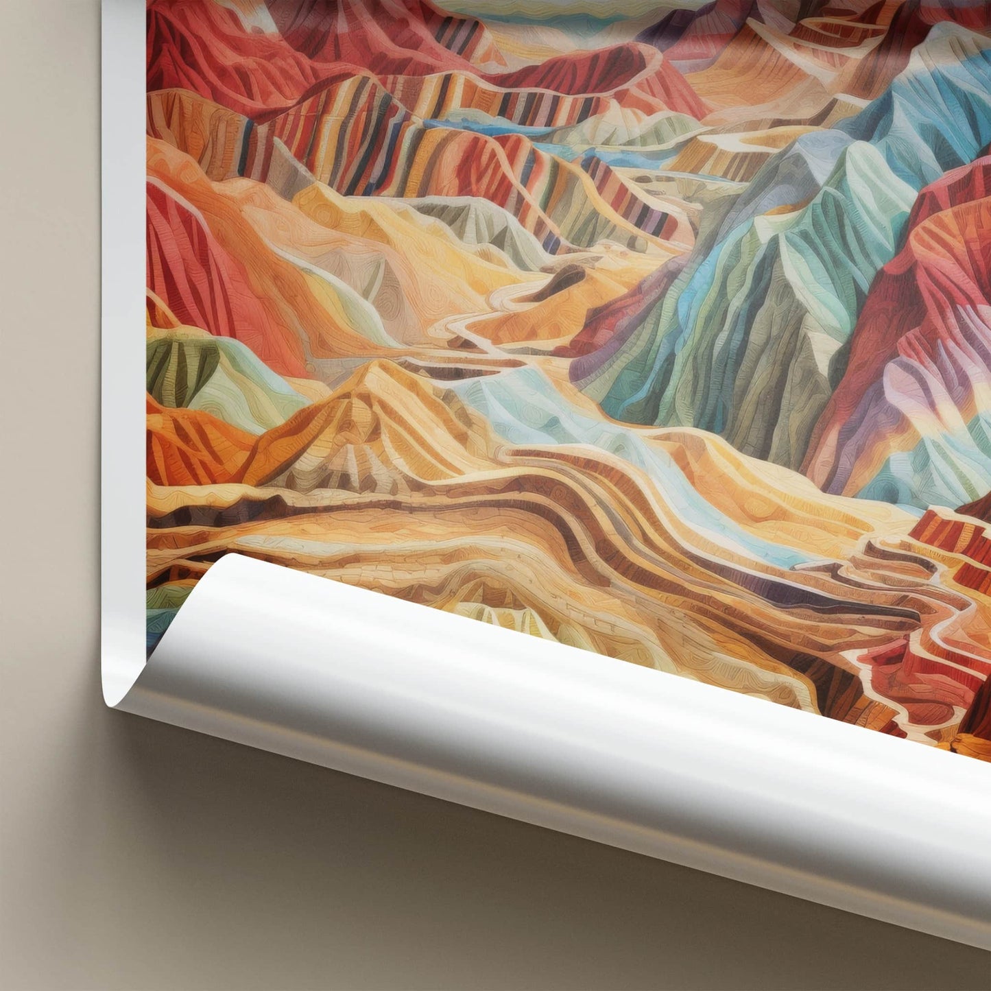 Zhangye Danxia Poster - China Travel Art - Rainbow Layered Mountains Home Decor