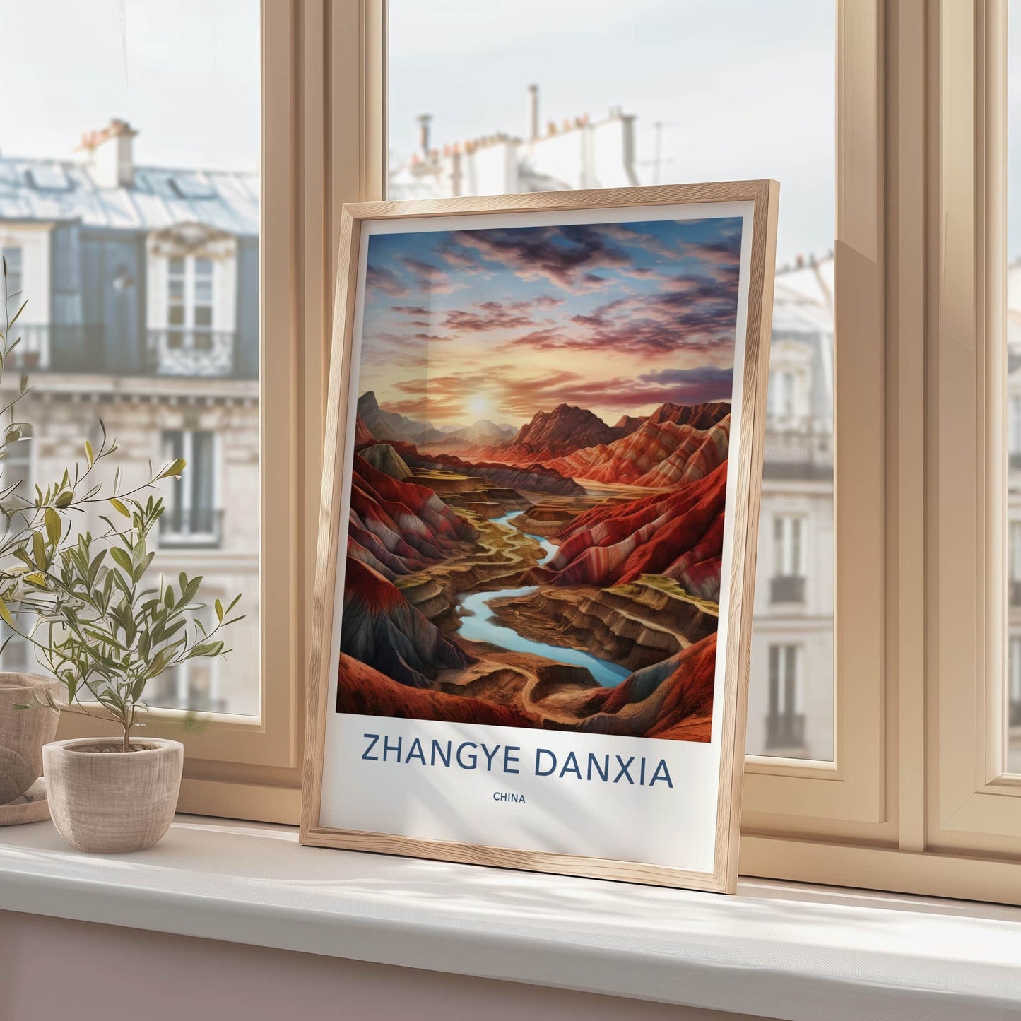 ZHANGYE DANXIA Poster - China Travel Art - Rainbow Mountain River Home Decor