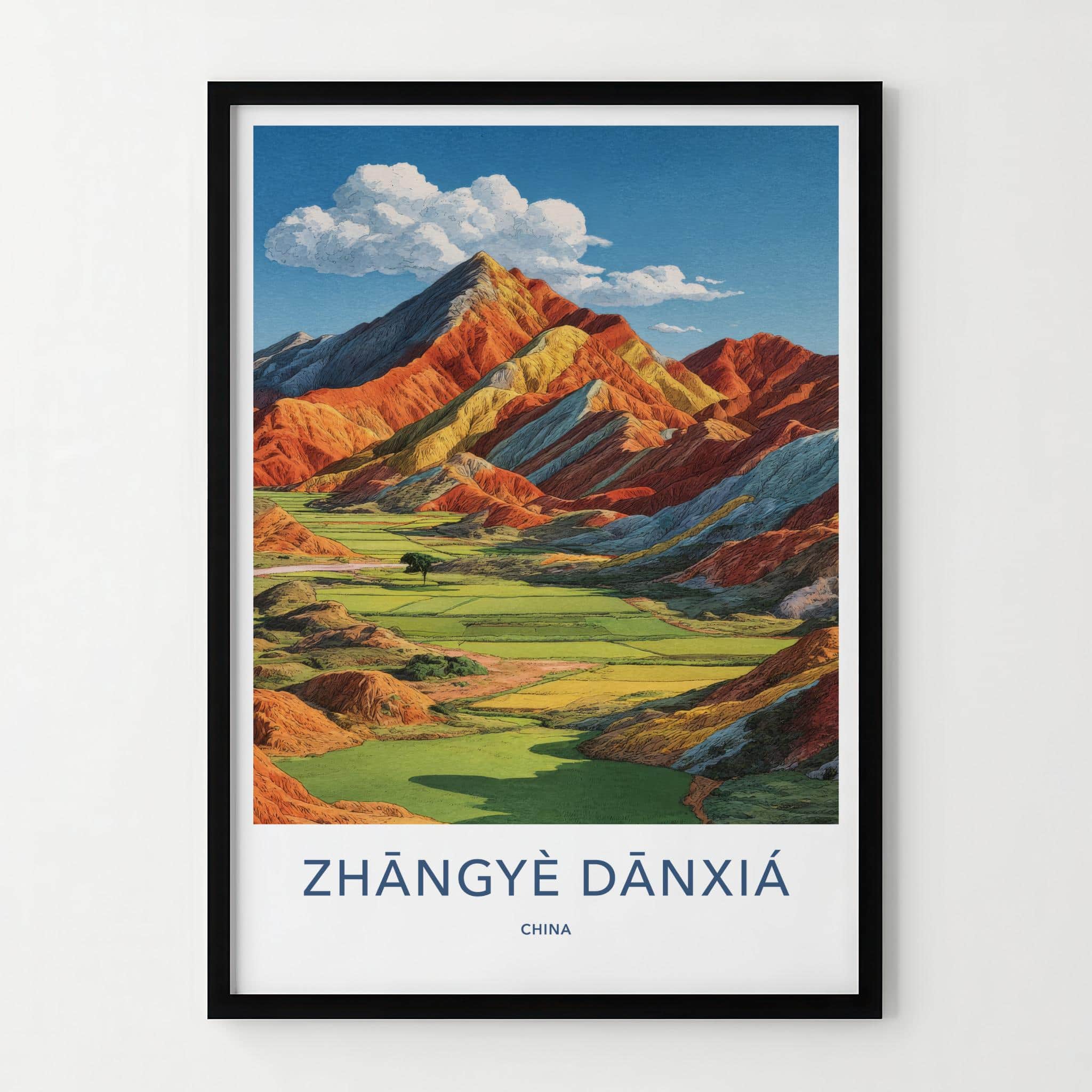 Zhangye Danxia Poster - China Travel Art - Vibrant Mountain Landscape Home Decor