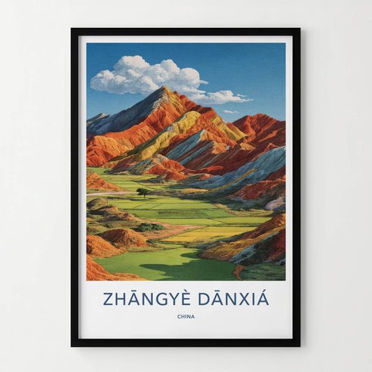 Zhangye Danxia Poster - China Travel Art - Vibrant Mountain Landscape Home Decor