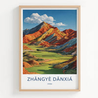 Zhangye Danxia Poster - China Travel Art - Vibrant Mountain Landscape Home Decor