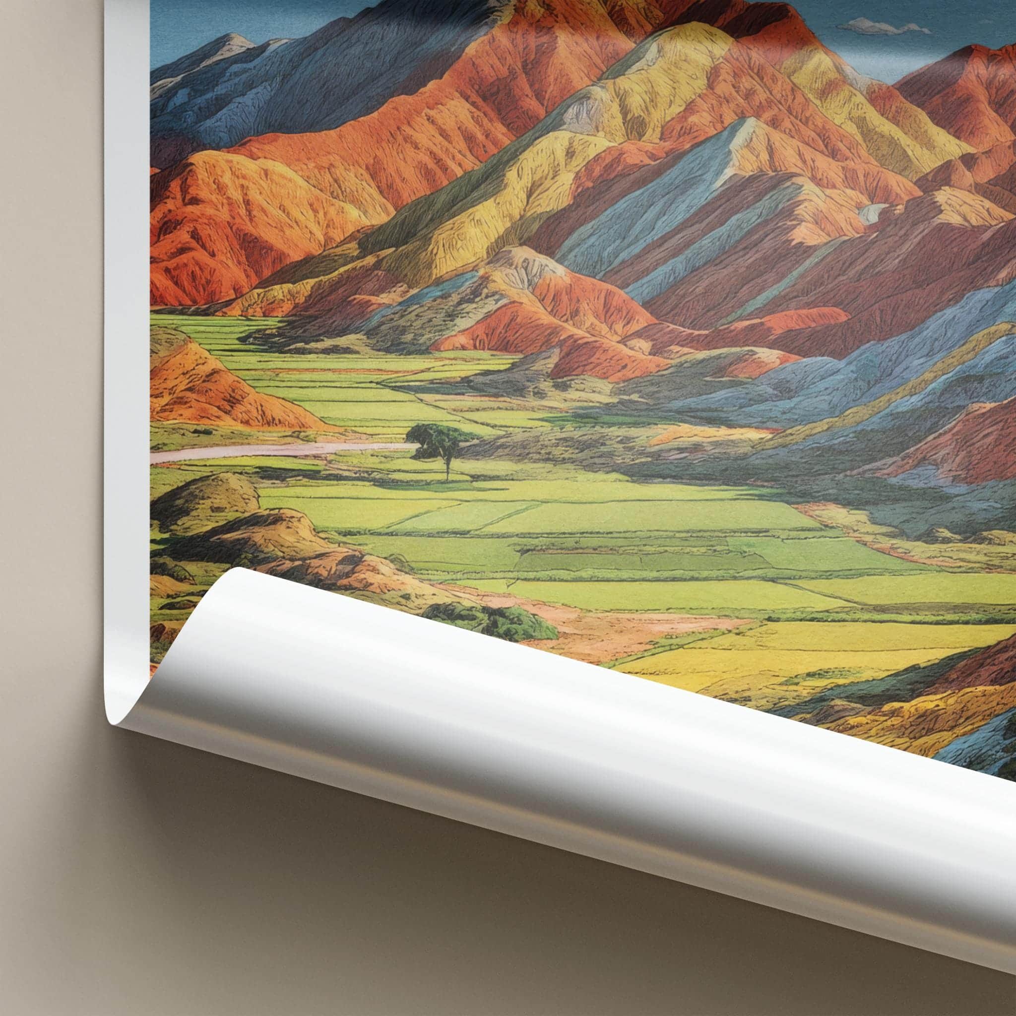 Zhangye Danxia Poster - China Travel Art - Vibrant Mountain Landscape Home Decor