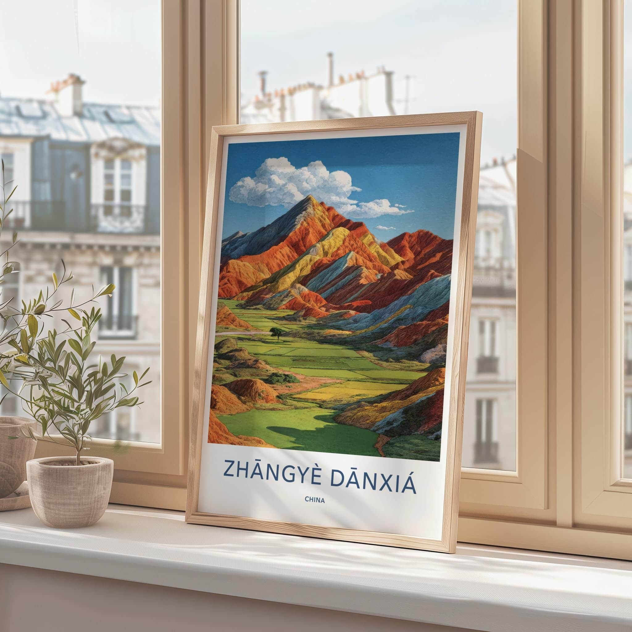 Zhangye Danxia Poster - China Travel Art - Vibrant Mountain Landscape Home Decor