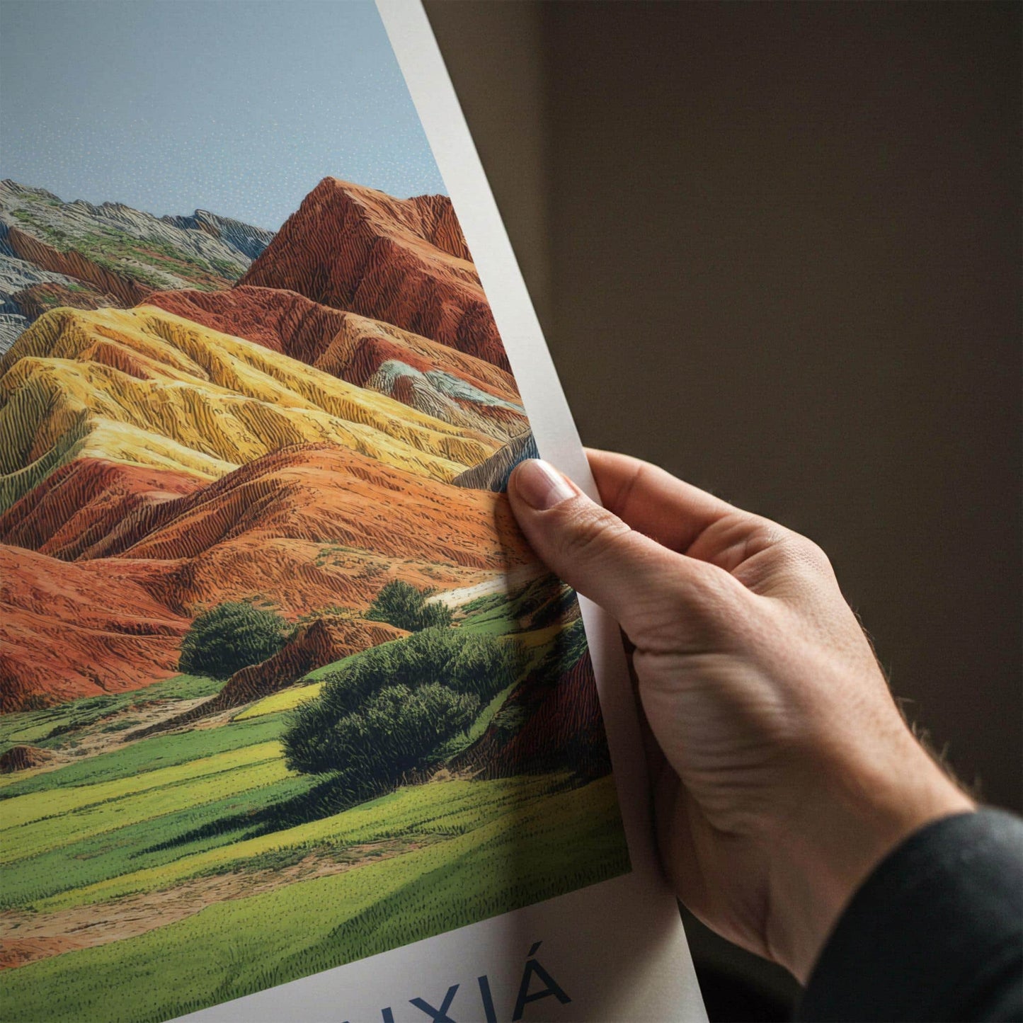 Zhangye Danxia Poster - China Travel Art - Vibrant Striped Landscape Home Decor