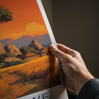 Zimbabwe Poster - Africa Travel Art - African Village Sunset Home Decor