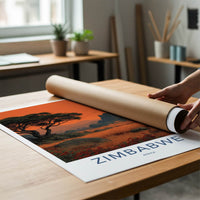 Zimbabwe Poster - Africa Travel Art - Ancient Ruins Sunset Home Decor