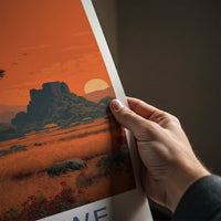 Zimbabwe Poster - Africa Travel Art - Ancient Ruins Sunset Home Decor