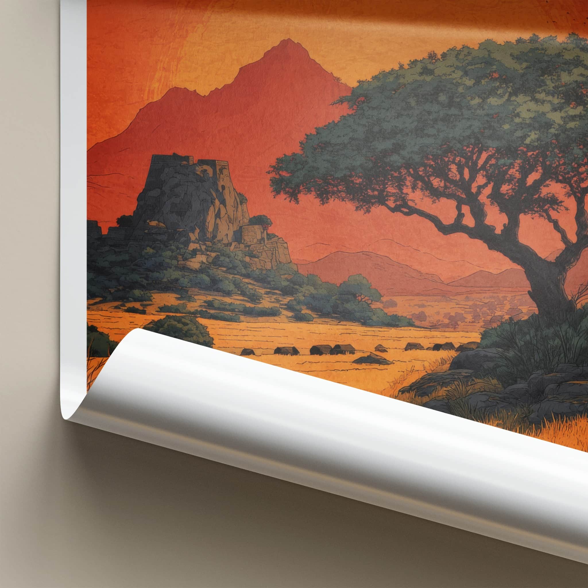 Zimbabwe Poster - Africa Travel Art - Vibrant Sunset Savannah Home Decor