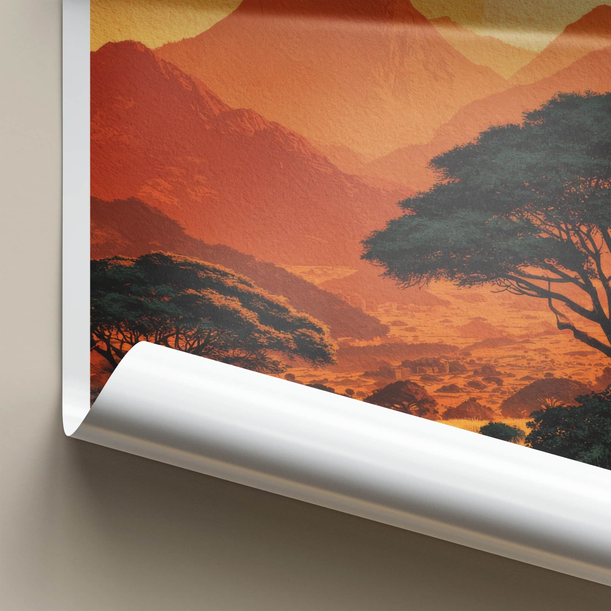 Zimbabwe Poster - Zimbabwe Travel Art - Sunset Acacia Trees Home Decor
