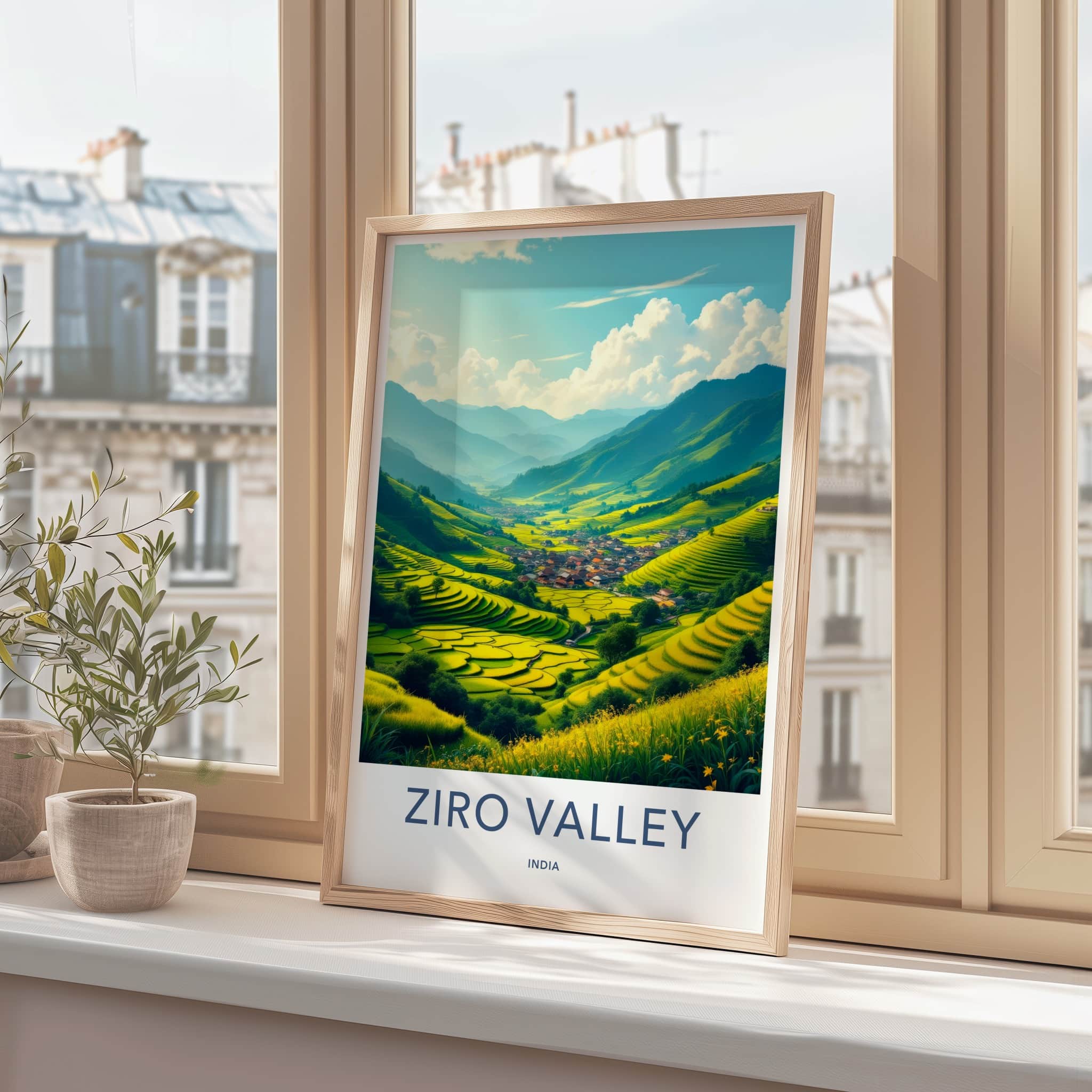 Ziro Valley Poster - India Travel Art - Arunachal Pradesh Green Paddy Fields Home Decor
