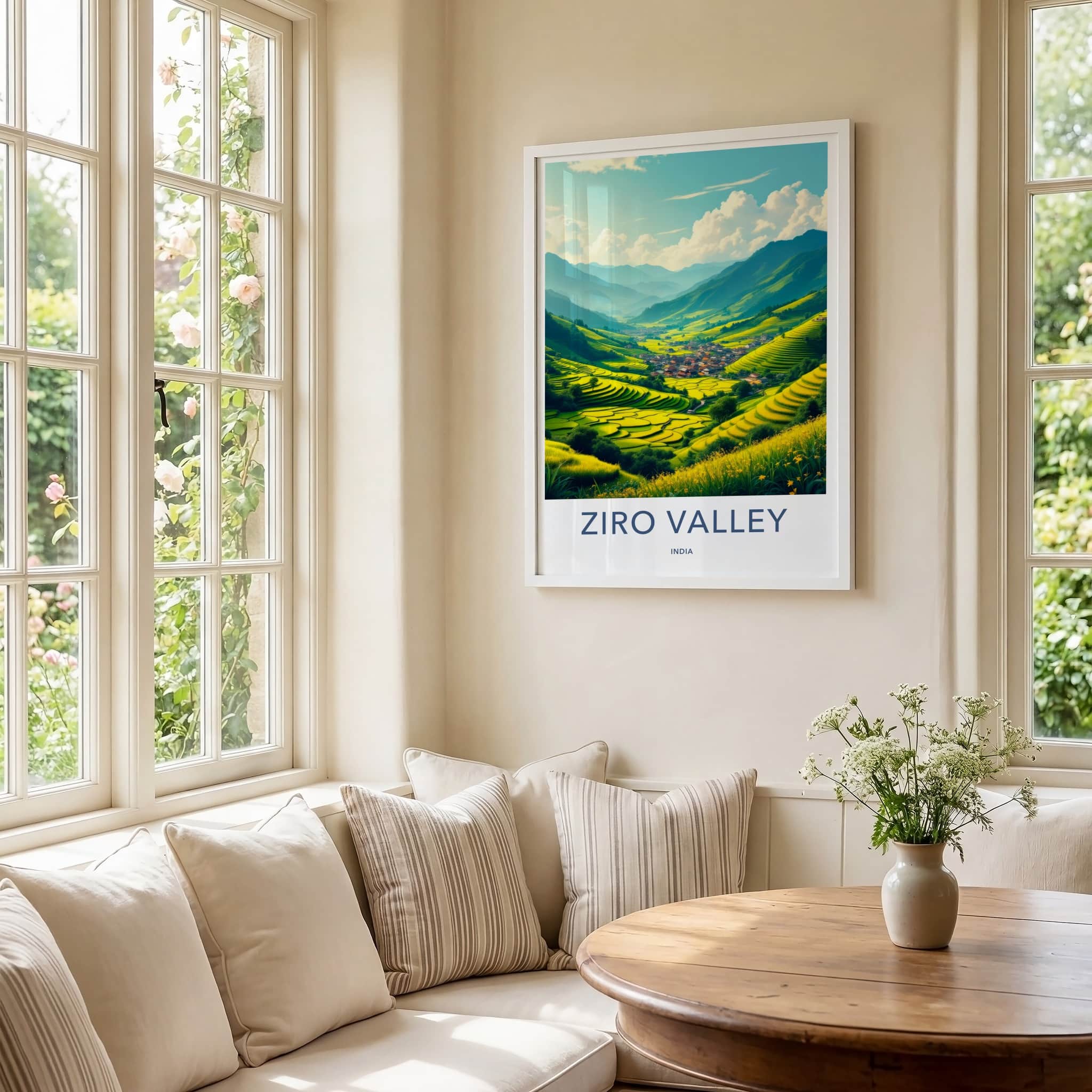 Ziro Valley Poster - India Travel Art - Arunachal Pradesh Green Paddy Fields Home Decor