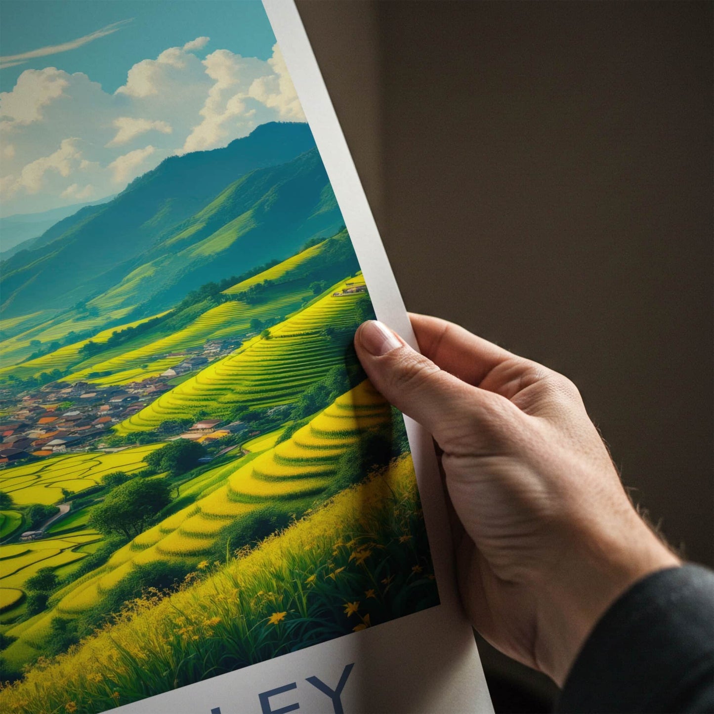 Ziro Valley Poster - India Travel Art - Arunachal Pradesh Green Paddy Fields Home Decor