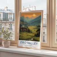Ziro Valley Poster - India Travel Art - Arunachal Pradesh Lush Valley Sunset Home Decor