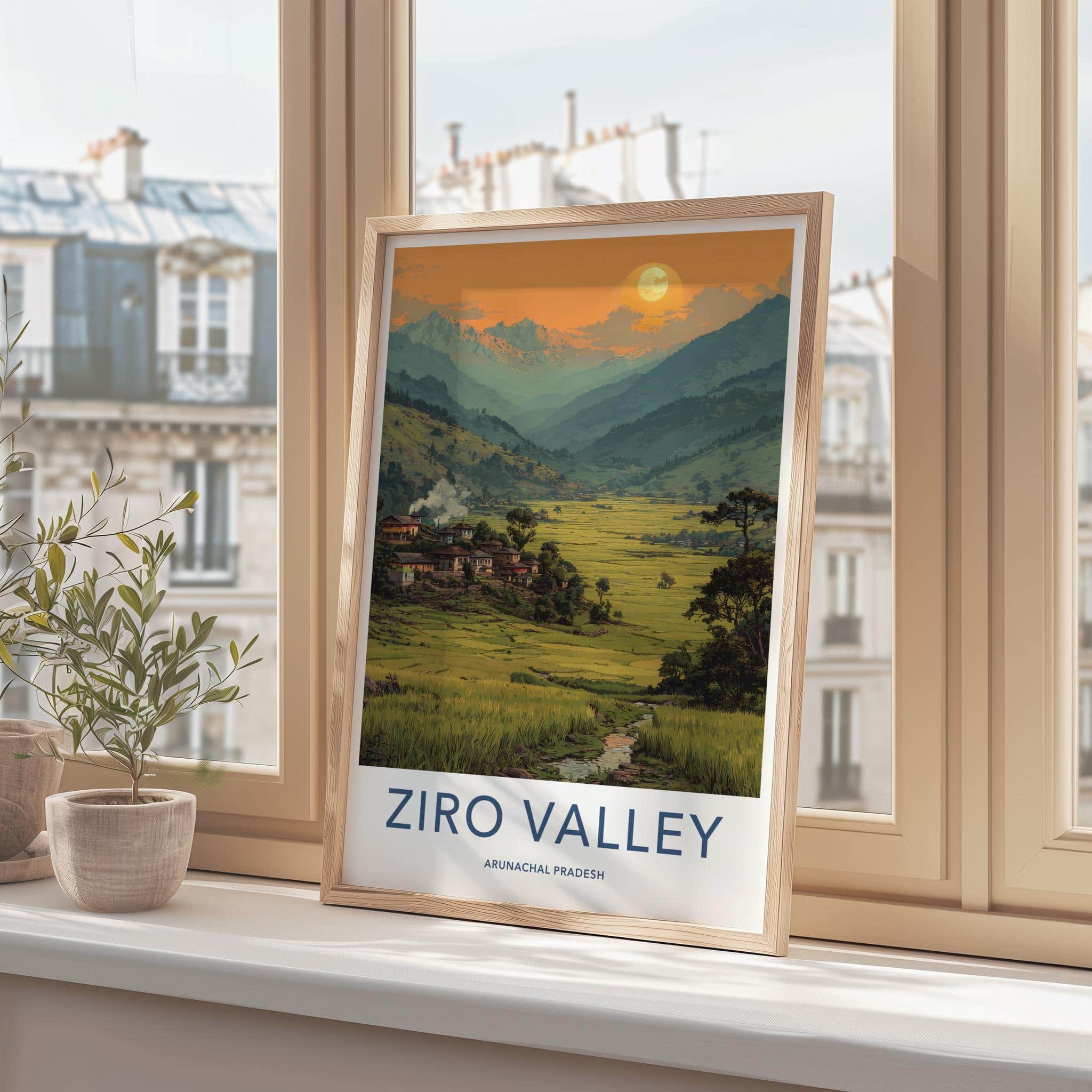 Ziro Valley Poster - India Travel Art - Arunachal Pradesh Lush Valley Sunset Home Decor