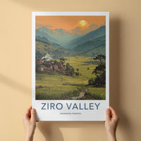 Ziro Valley Poster - India Travel Art - Arunachal Pradesh Lush Valley Sunset Home Decor