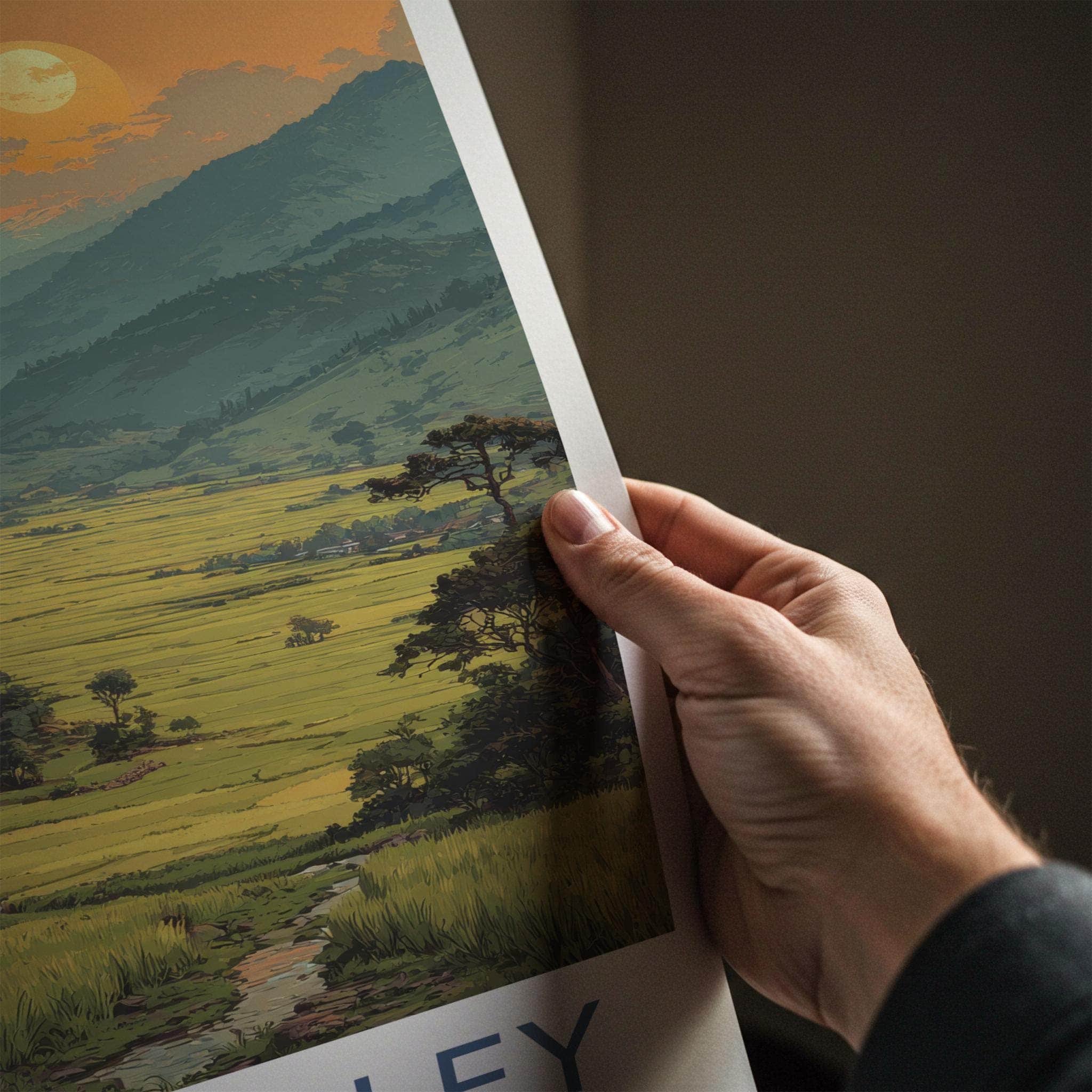 Ziro Valley Poster - India Travel Art - Arunachal Pradesh Lush Valley Sunset Home Decor