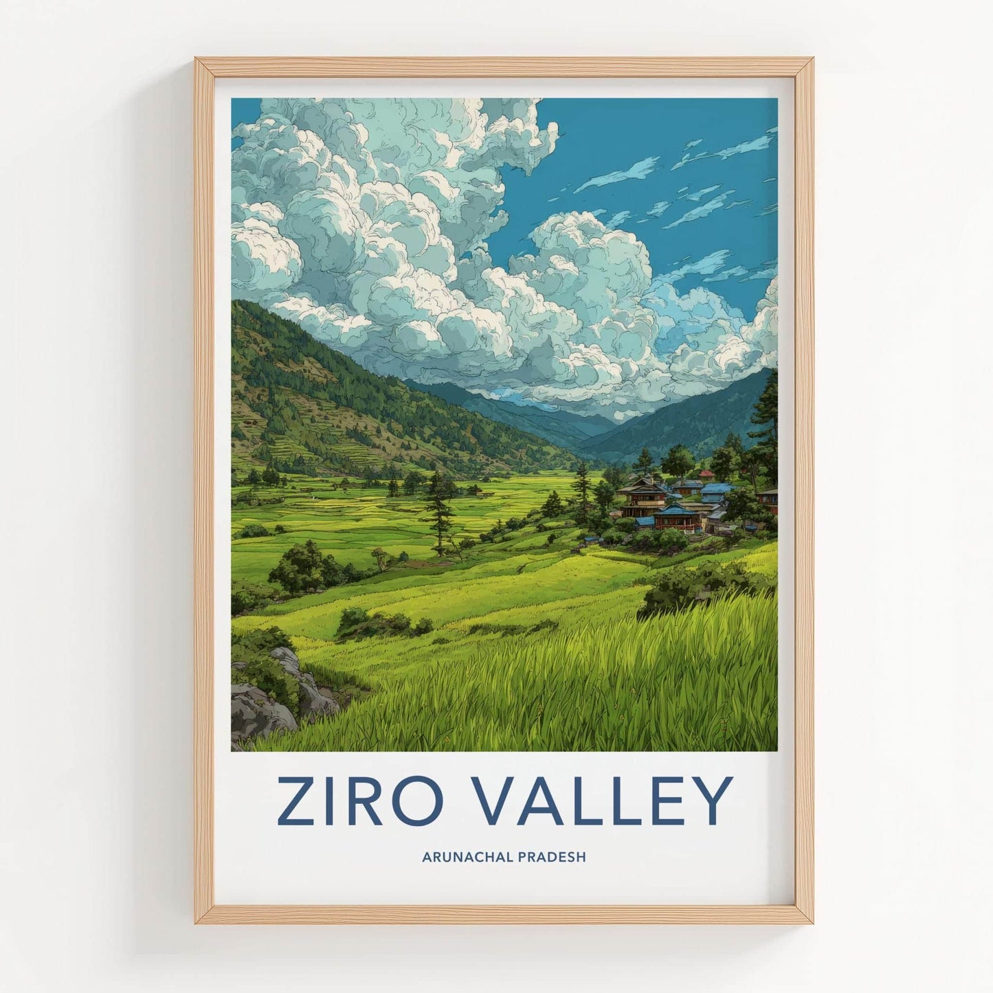 Ziro Valley Poster - India Wall Art - Arunachal Pradesh Green Valley View Gift