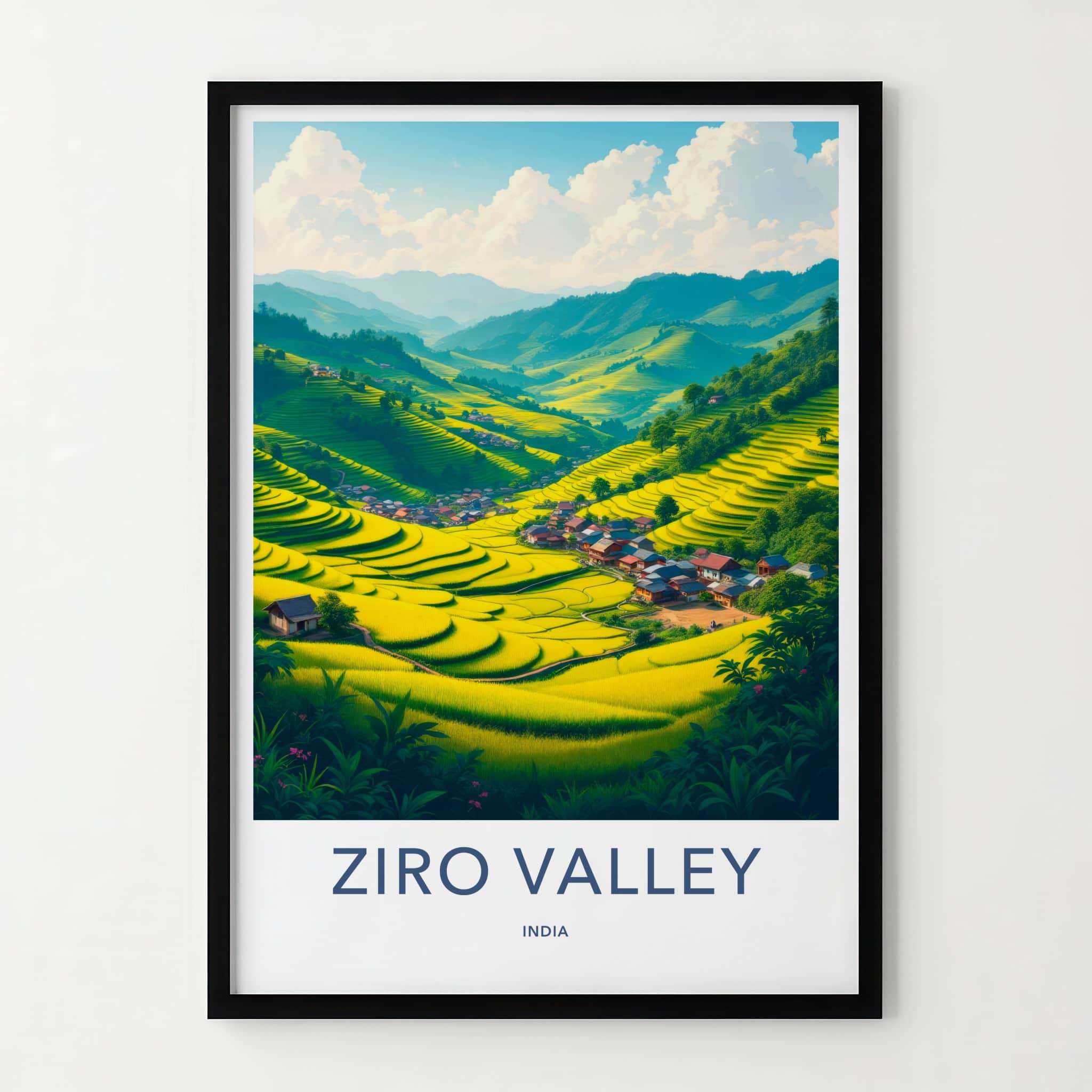 Ziro Valley Poster - India Wall Art - Arunachal Pradesh Terraced Rice Village Gift
