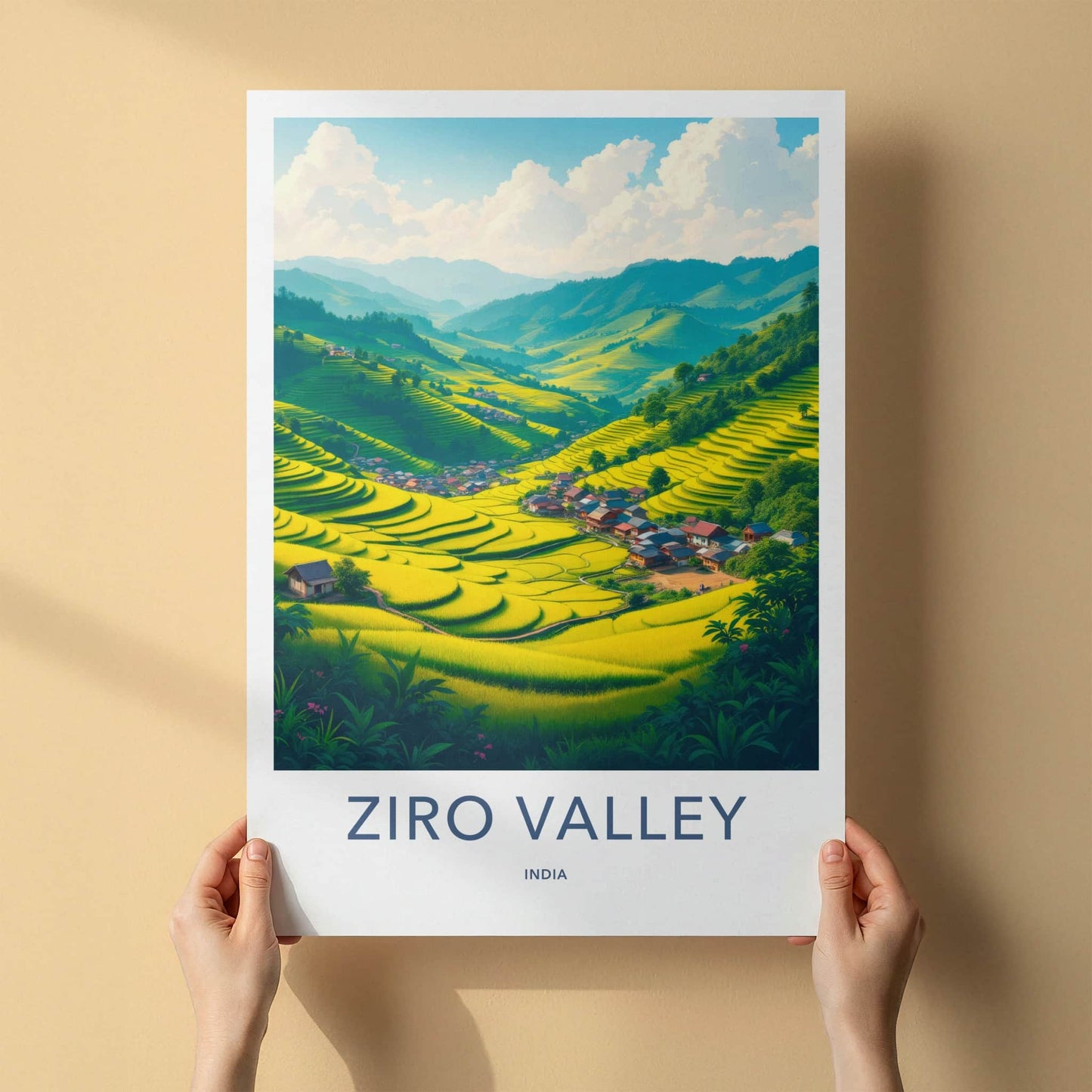 Ziro Valley Poster - India Wall Art - Arunachal Pradesh Terraced Rice Village Gift