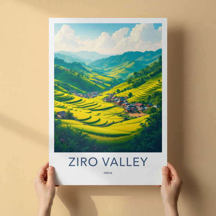 Ziro Valley Poster - India Wall Art - Arunachal Pradesh Terraced Rice Village Gift