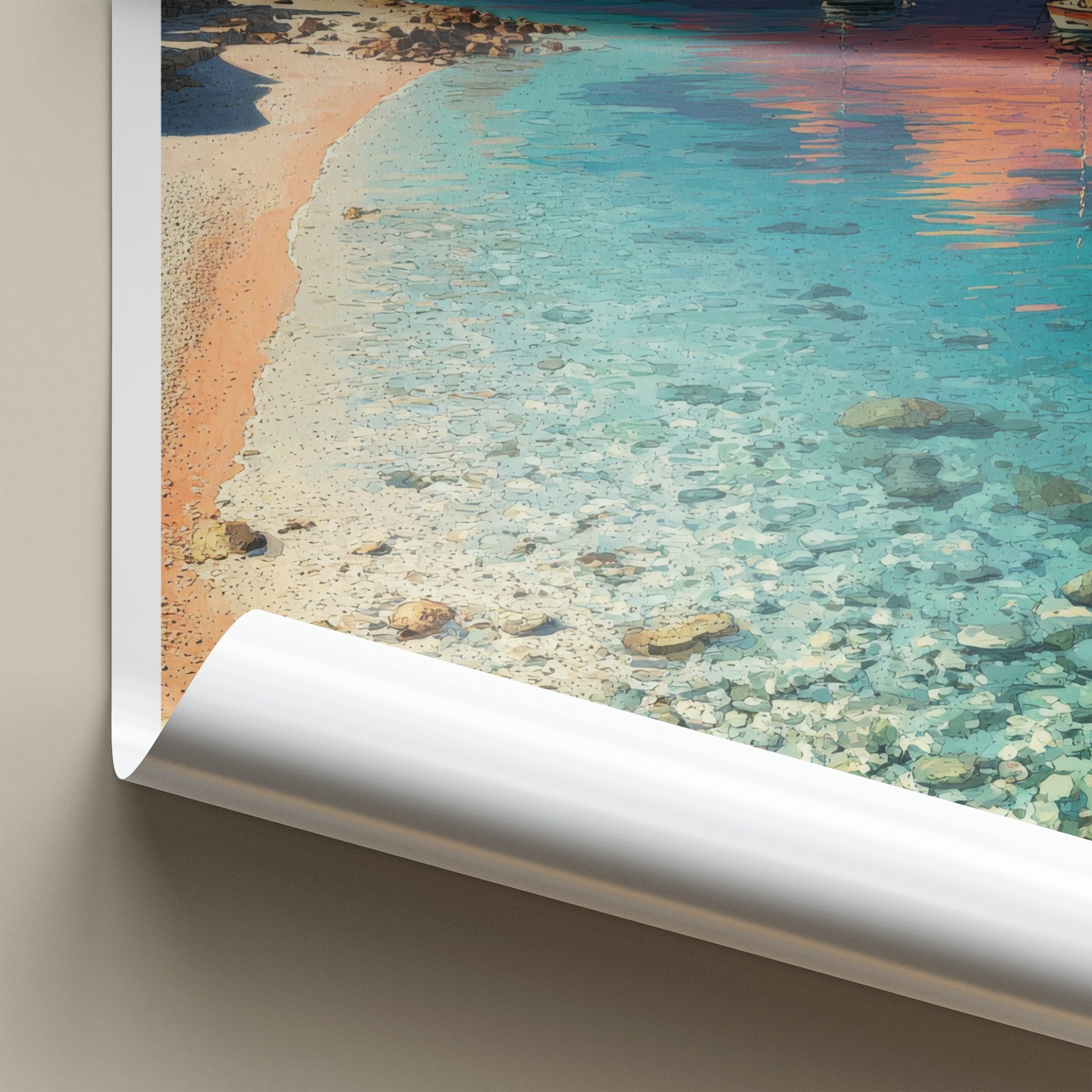 Zlatni Rat Poster - Croatia Travel Art - Calm Water Sailboats Wall Decor