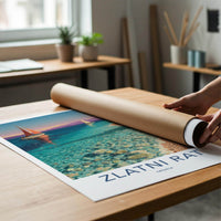 Zlatni Rat Poster - Croatia Travel Art - Clear Water Sailboats Home Decor