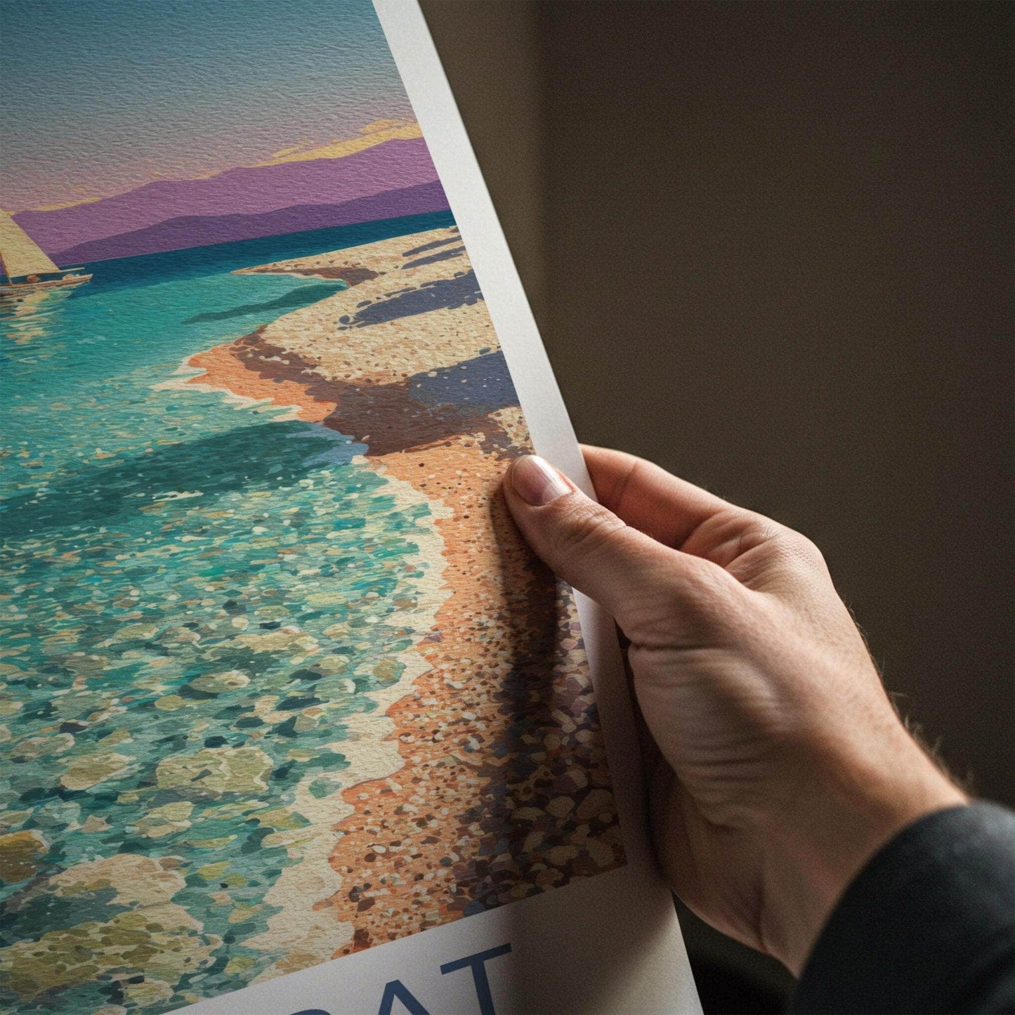 Zlatni Rat Poster - Croatia Travel Art - Clear Water Sailboats Home Decor