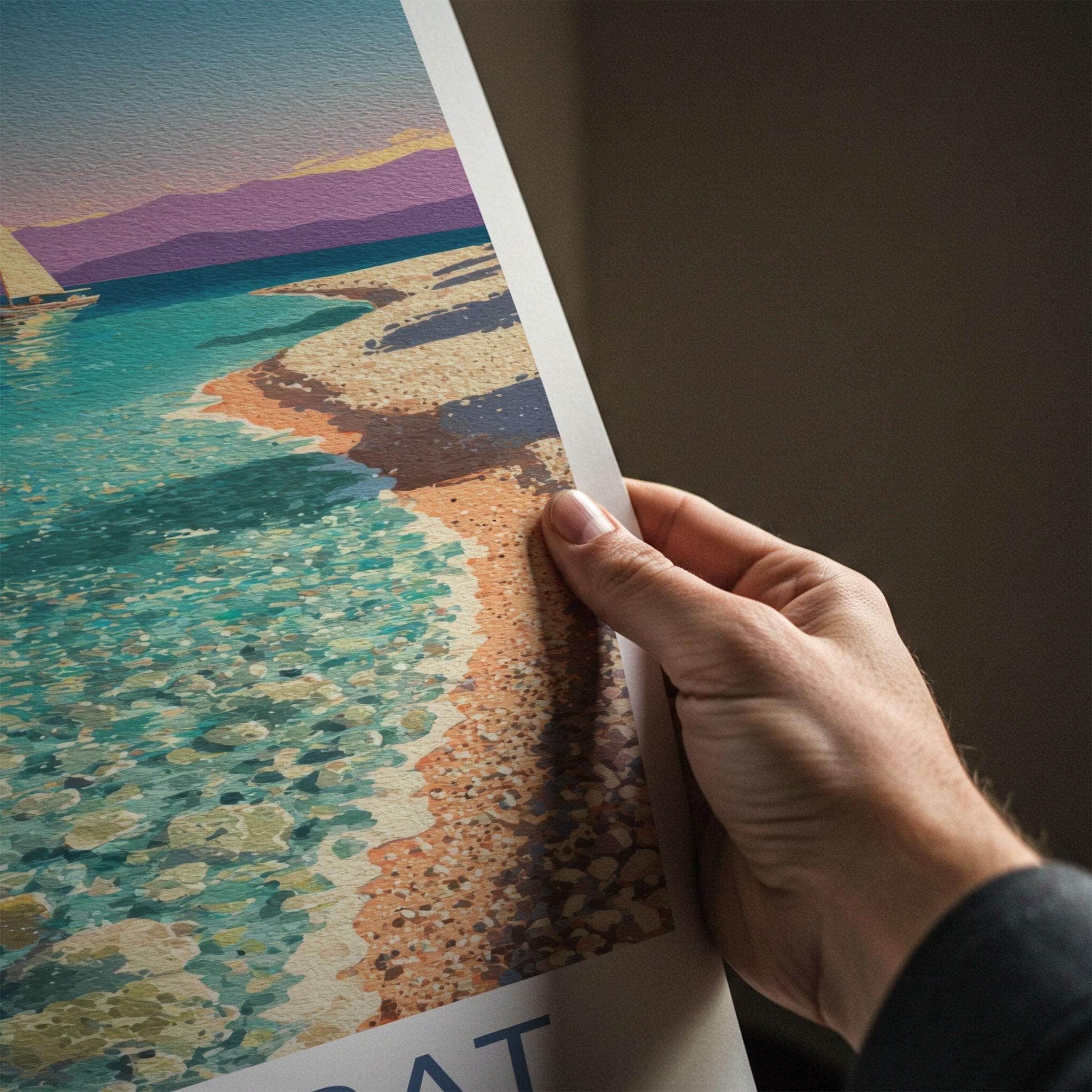 Zlatni Rat Poster - Croatia Travel Art - Clear Water Sailboats Home Decor