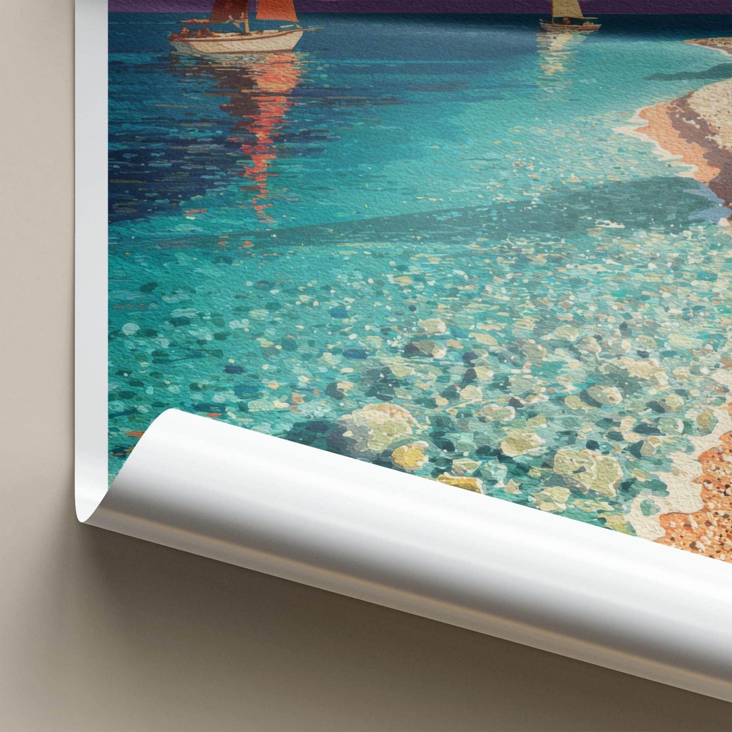 Zlatni Rat Poster - Croatia Travel Art - Clear Water Sailboats Home Decor